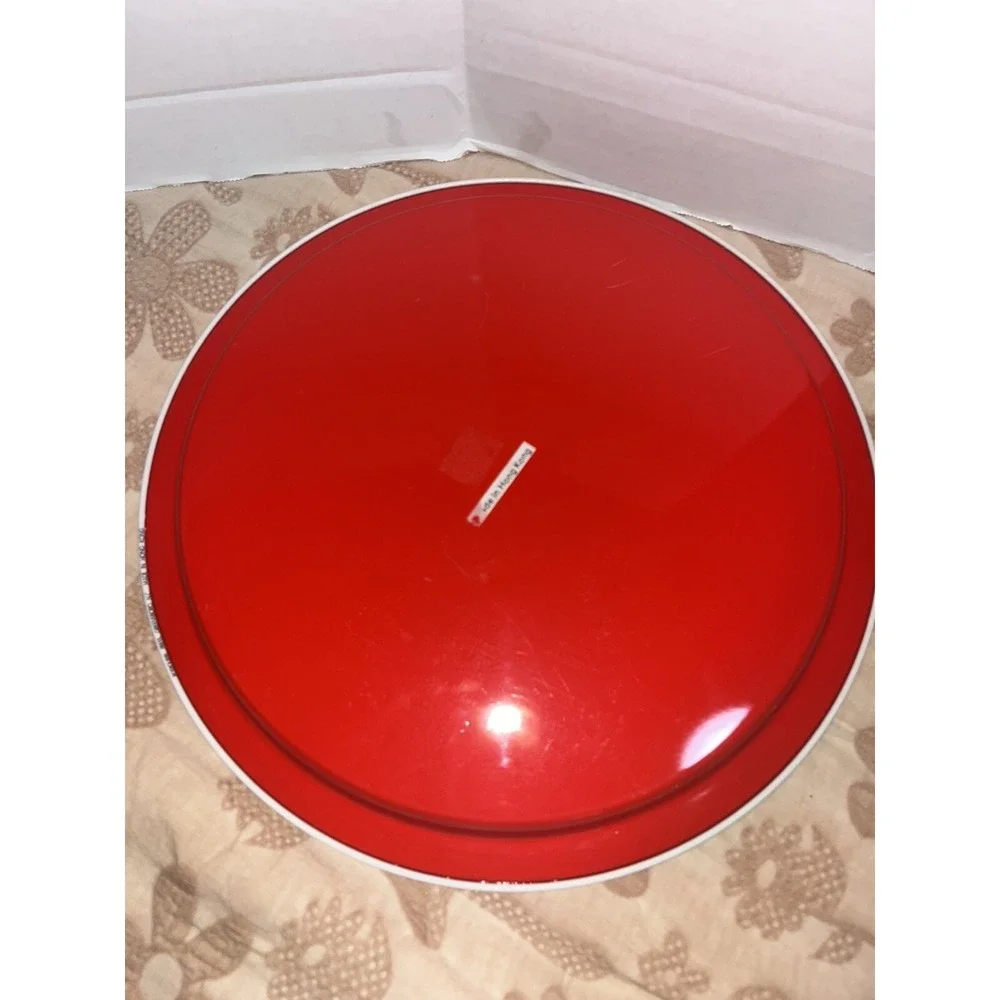 Vintage Christmas Tin Round Serving Trays Lot Of 2, Hong‎ Kong Angels Wreath